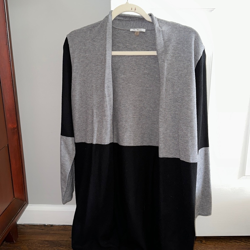 Black and gray color block cardigan